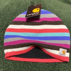 Carhartt Girls Beanie Hat Kids Size Striped Lined